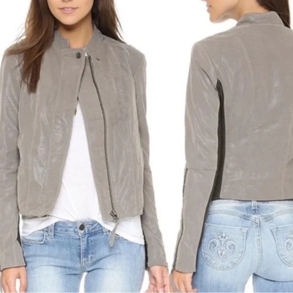 Like New Free People Cool and Clean Gray Vegan Suede Jacket Sz 2